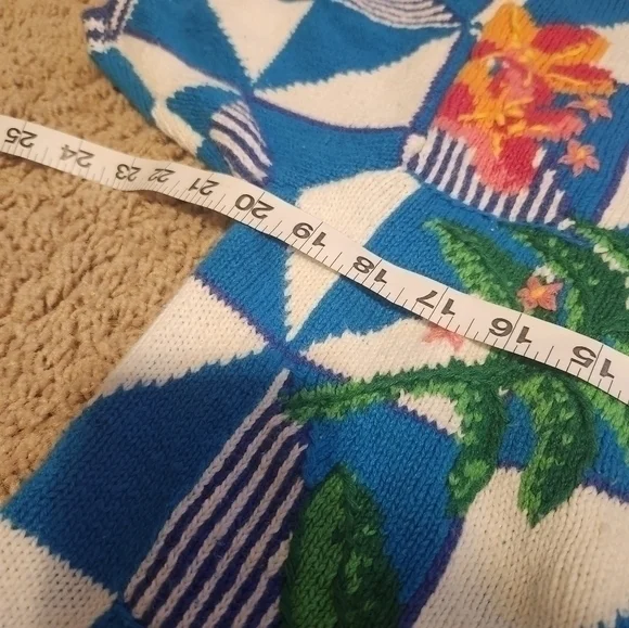 Portraits‎ XL Hand Embroidered VTG Sweater SS Coastal Grandma Beach - Picture 7 of 8